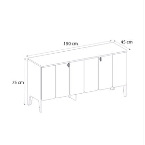 Μπουφές Pedro  χρώμα ανθρακί - rota oak 150x45x75εκ.