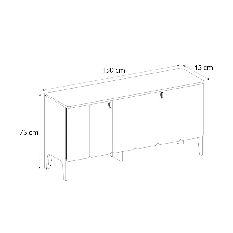 Μπουφές Pedro  χρώμα ανθρακί - rota oak 150x45x75εκ.