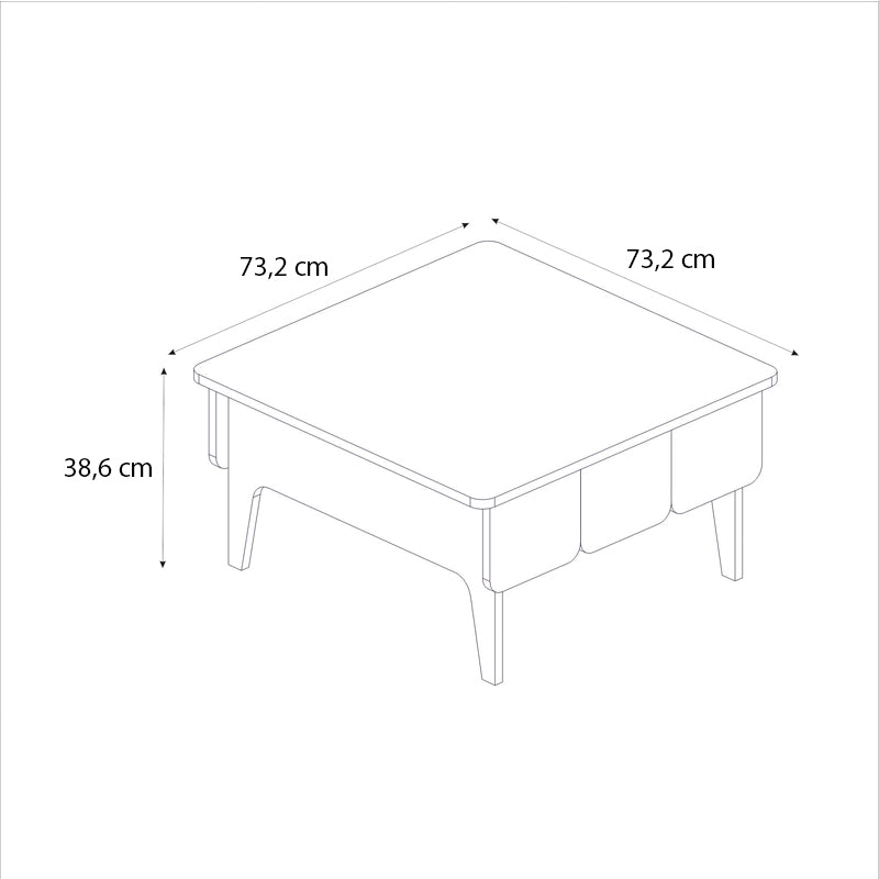 Τραπεζάκι σαλονιού Pedro  χρώμα ανθρακί - rota oak 73,2x73,2x38,6εκ.