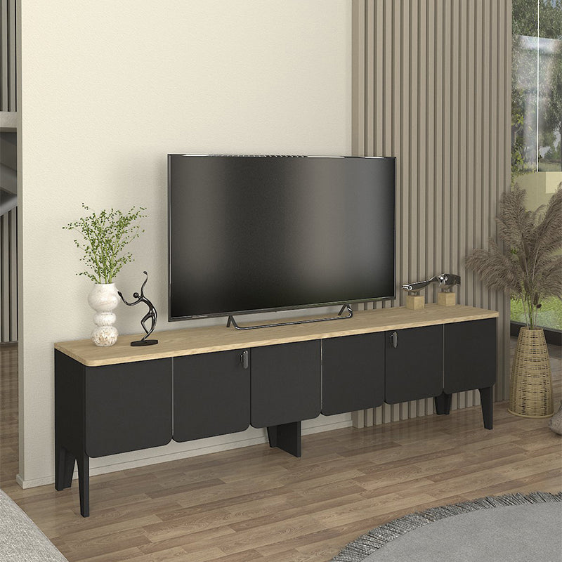 Έπιπλο τηλεόρασης Pedro  χρώμα ανθρακί - rota oak 180x35x50,7εκ.
