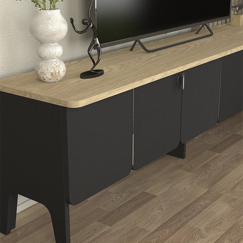 Έπιπλο τηλεόρασης Pedro  χρώμα ανθρακί - rota oak 180x35x50,7εκ.