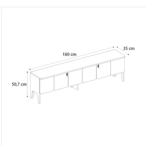 Έπιπλο τηλεόρασης Pedro  χρώμα ανθρακί - rota oak 180x35x50,7εκ.