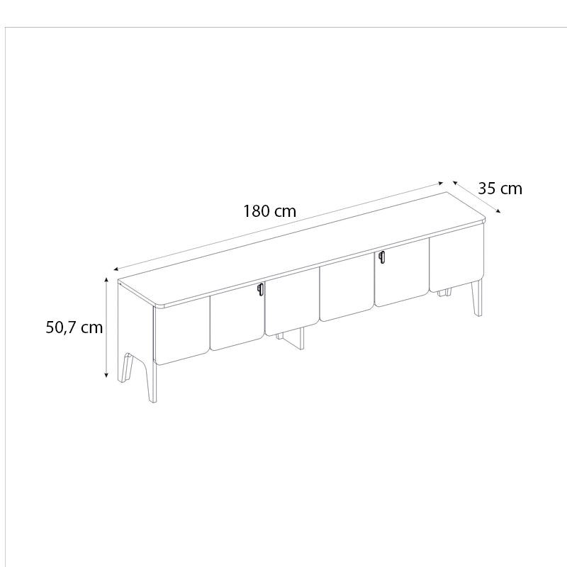 Έπιπλο τηλεόρασης Pedro  χρώμα ανθρακί - rota oak 180x35x50,7εκ.