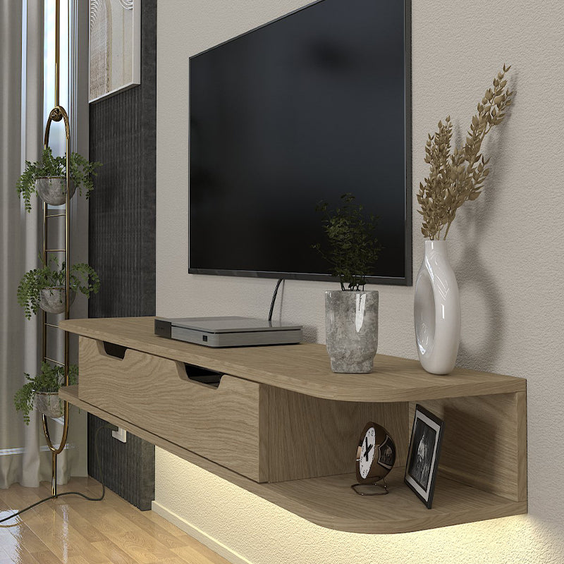 Έπιπλο τηλεόρασης επιτοίχιο Noland  με LED χρώμα rota oak 150x35x19,2εκ.