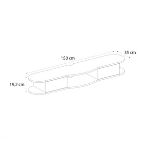 Έπιπλο τηλεόρασης επιτοίχιο Noland  με LED χρώμα rota oak 150x35x19,2εκ.