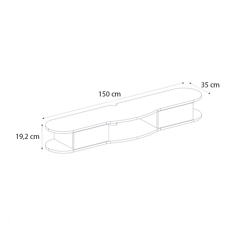 Έπιπλο τηλεόρασης επιτοίχιο Noland  με LED χρώμα rota oak 150x35x19,2εκ.