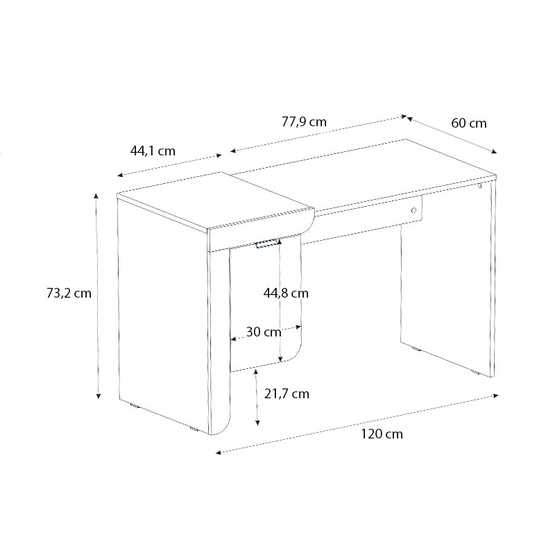 Γραφείο εργασίας Dario  χρώμα sepet oak - λευκό 120x60x73,2εκ.