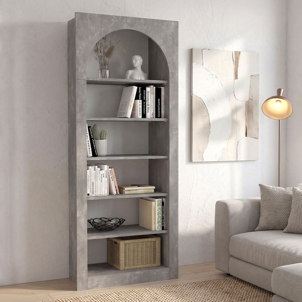 Βιβλιοθήκη Voila  χρώμα γκρι σκυροδέματος 74x35x180εκ.