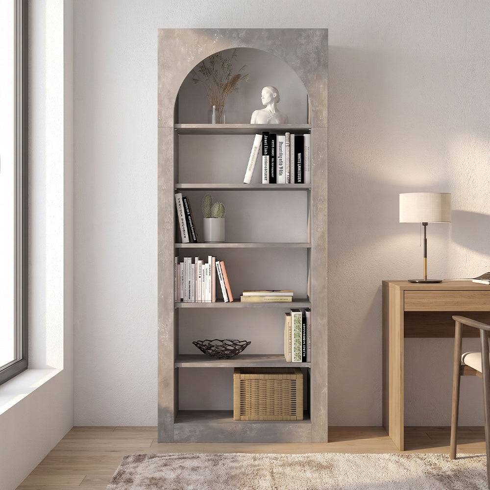 Βιβλιοθήκη Voila  χρώμα γκρι σκυροδέματος 74x35x180εκ.