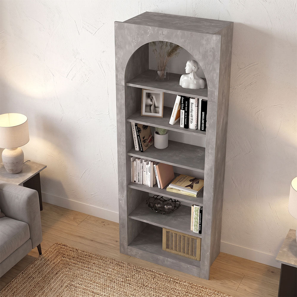 Βιβλιοθήκη Voila  χρώμα γκρι σκυροδέματος 74x35x180εκ.