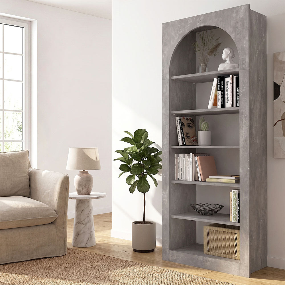 Βιβλιοθήκη Voila  χρώμα γκρι σκυροδέματος 74x35x180εκ.