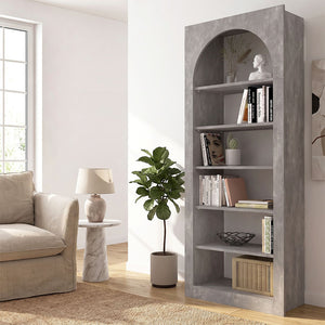 Βιβλιοθήκη Voila  χρώμα γκρι σκυροδέματος 74x35x180εκ.