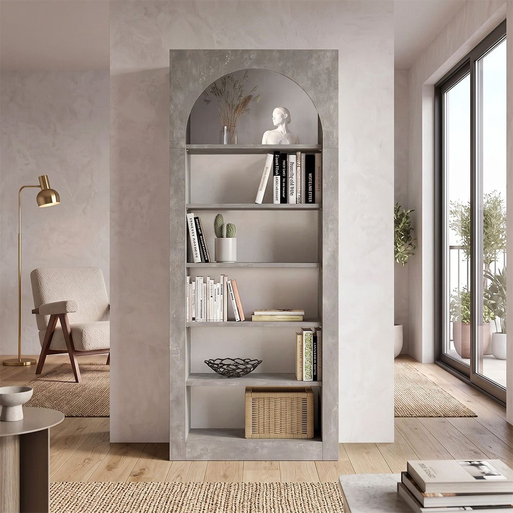 Βιβλιοθήκη Voila  χρώμα γκρι σκυροδέματος 74x35x180εκ.