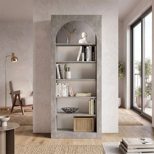 Βιβλιοθήκη Voila  χρώμα γκρι σκυροδέματος 74x35x180εκ.