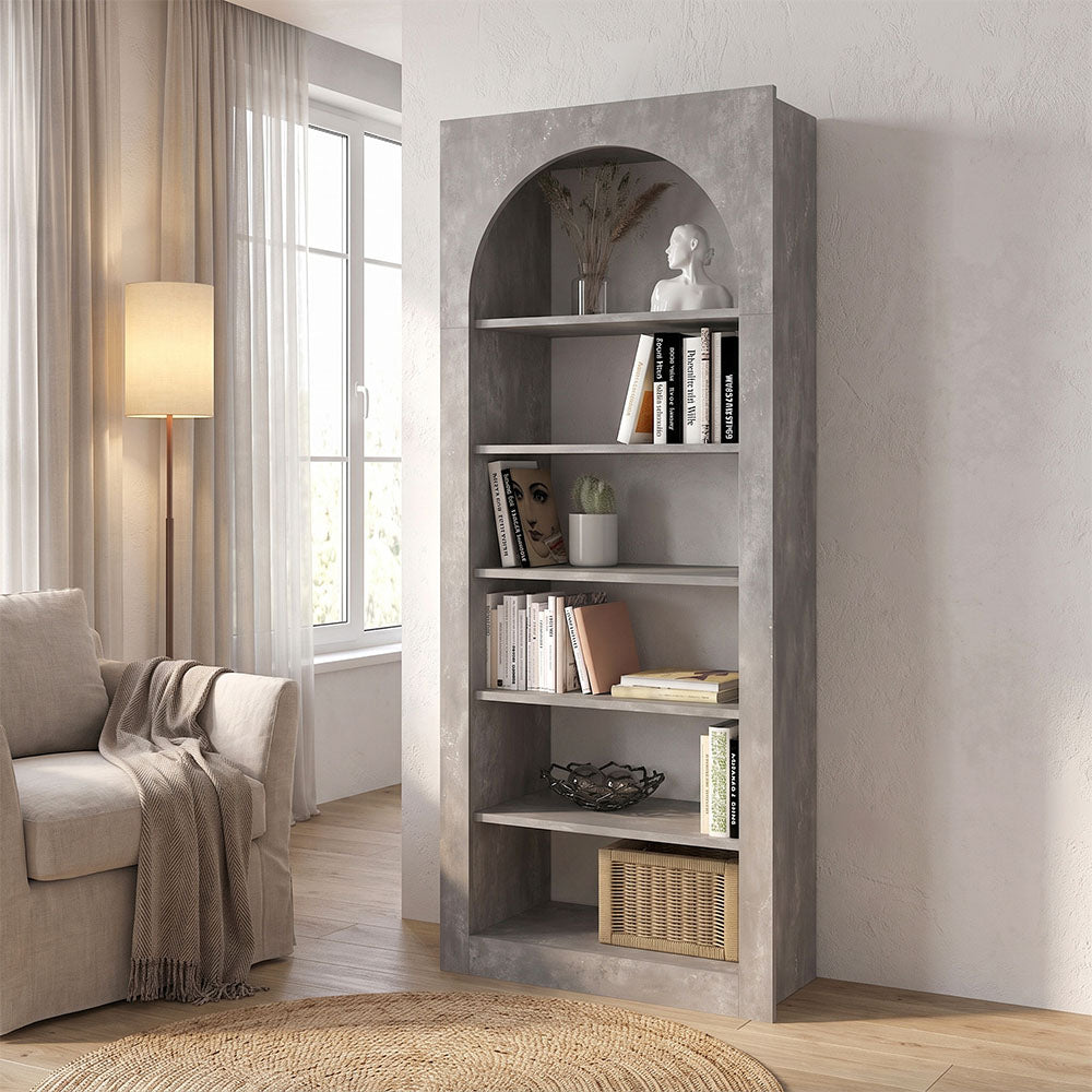 Βιβλιοθήκη Voila  χρώμα γκρι σκυροδέματος 74x35x180εκ.