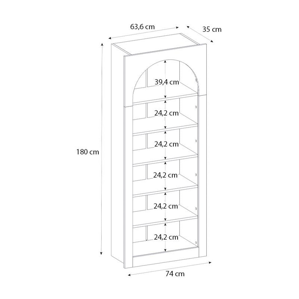 Βιβλιοθήκη Voila  χρώμα γκρι σκυροδέματος 74x35x180εκ.