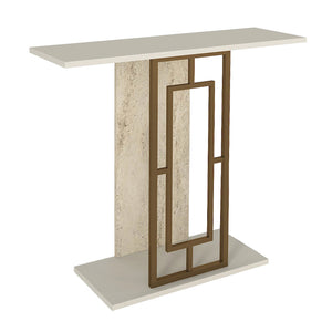 Κονσόλα Alderas  χρώμα sandstone - travertine - χρυσό 90x29,6x76,8εκ.