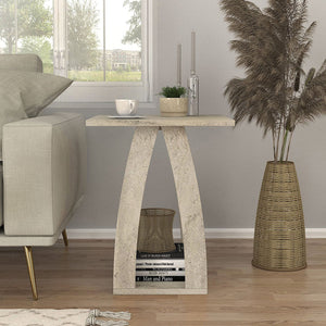 Τραπεζάκι βοηθητικό - Κομοδίνο Deros  χρώμα travertine 45x45x56εκ.