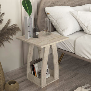 Τραπεζάκι βοηθητικό - Κομοδίνο Deros  χρώμα travertine 45x45x56εκ.