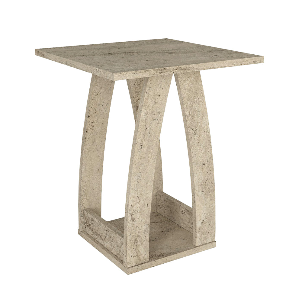 Τραπεζάκι βοηθητικό - Κομοδίνο Deros  χρώμα travertine 45x45x56εκ.