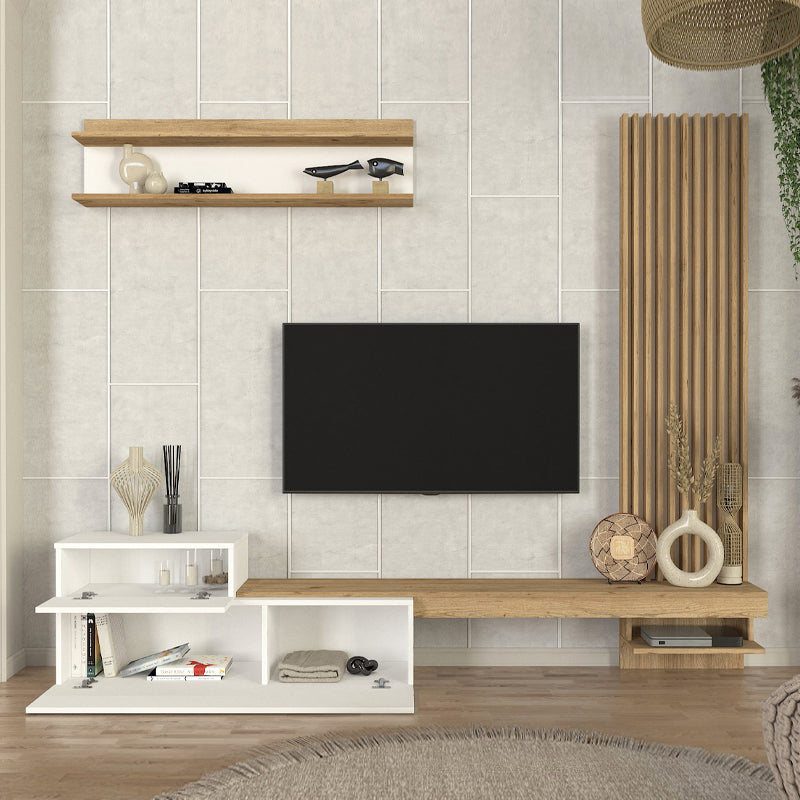 Σύνθεση τηλεόρασης Dumont  χρώμα λευκό - sepet oak 240x36,8x200εκ. - Pakobazaar