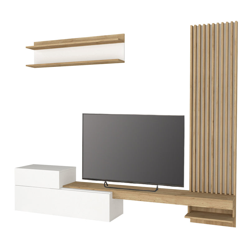 Σύνθεση τηλεόρασης Dumont  χρώμα λευκό - sepet oak 240x36,8x200εκ. - Pakobazaar