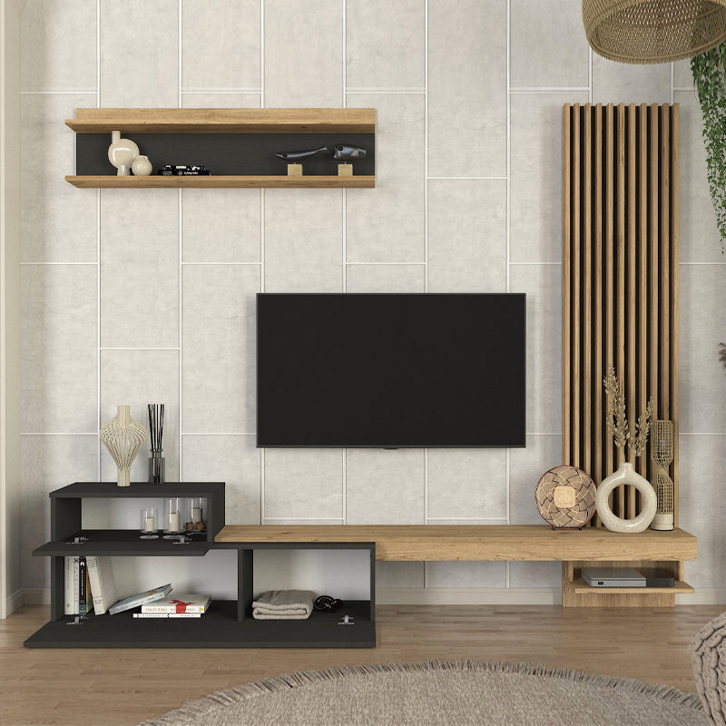 Σύνθεση τηλεόρασης Dumont  χρώμα ανθρακί - sepet oak 240x36,8x200εκ. - Pakobazaar