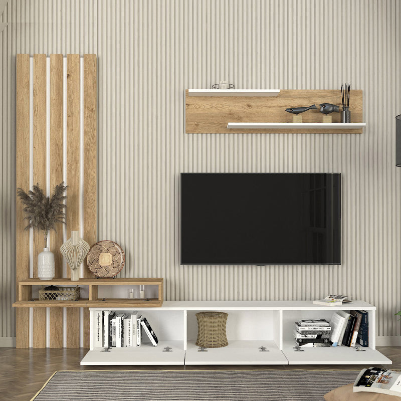 Σύνθεση τηλεόρασης Rosaline  χρώμα λευκό - sepet oak 233x31,3x196,8εκ. - Pakobazaar