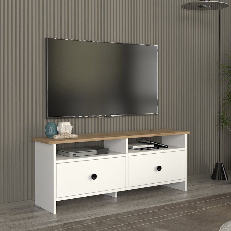Έπιπλο τηλεόρασης Gradias  χρώμα λευκό - sapphire oak 120x29,6x46,8εκ.
