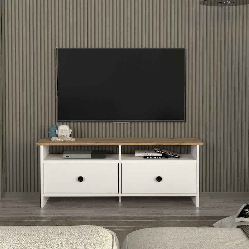 Έπιπλο τηλεόρασης Gradias  χρώμα λευκό - sapphire oak 120x29,6x46,8εκ.