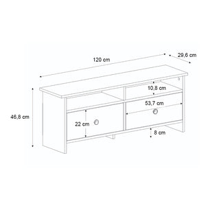 Έπιπλο τηλεόρασης Gradias  χρώμα λευκό - sapphire oak 120x29,6x46,8εκ.