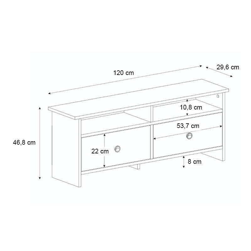 Έπιπλο τηλεόρασης Gradias  χρώμα λευκό - sapphire oak 120x29,6x46,8εκ.