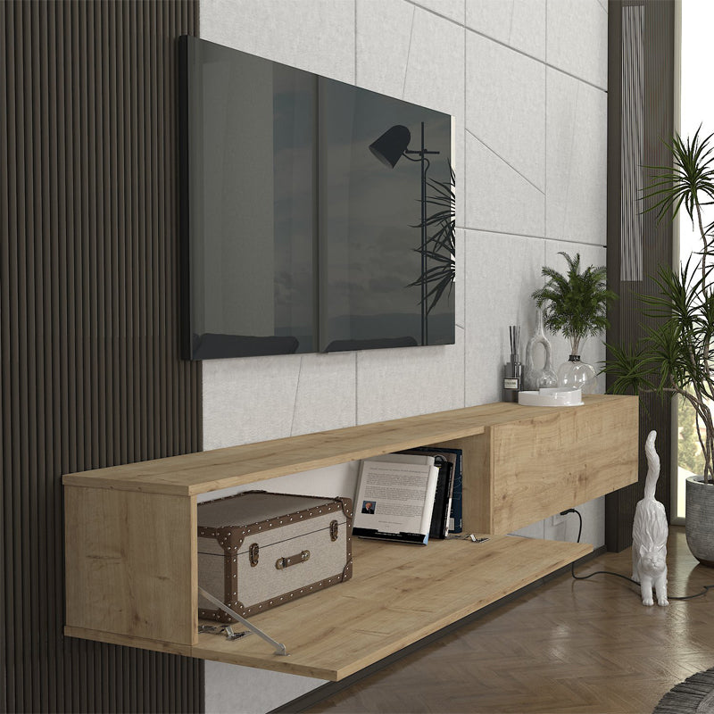 Έπιπλο τηλεόρασης επιτοίχιο Espanse  χρώμα sapphire oak 241,8x31,7x30εκ.