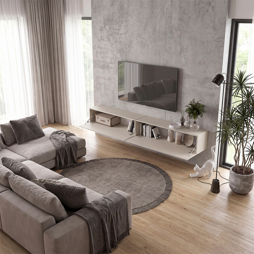 Έπιπλο τηλεόρασης επιτοίχιο Espanse  χρώμα sandstone 241,8x31,7x30εκ.