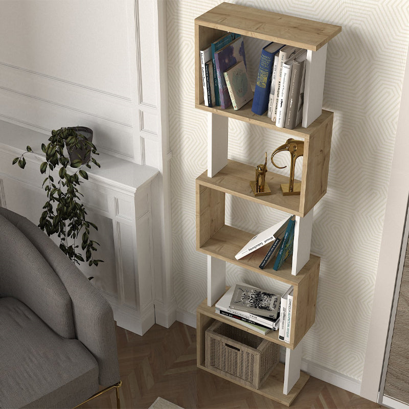 Βιβλιοθήκη Alvina  χρώμα sapphire oak - λευκό 45x19,6x158,8εκ.