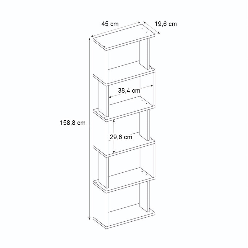 Βιβλιοθήκη Alvina  χρώμα sapphire oak - λευκό 45x19,6x158,8εκ.