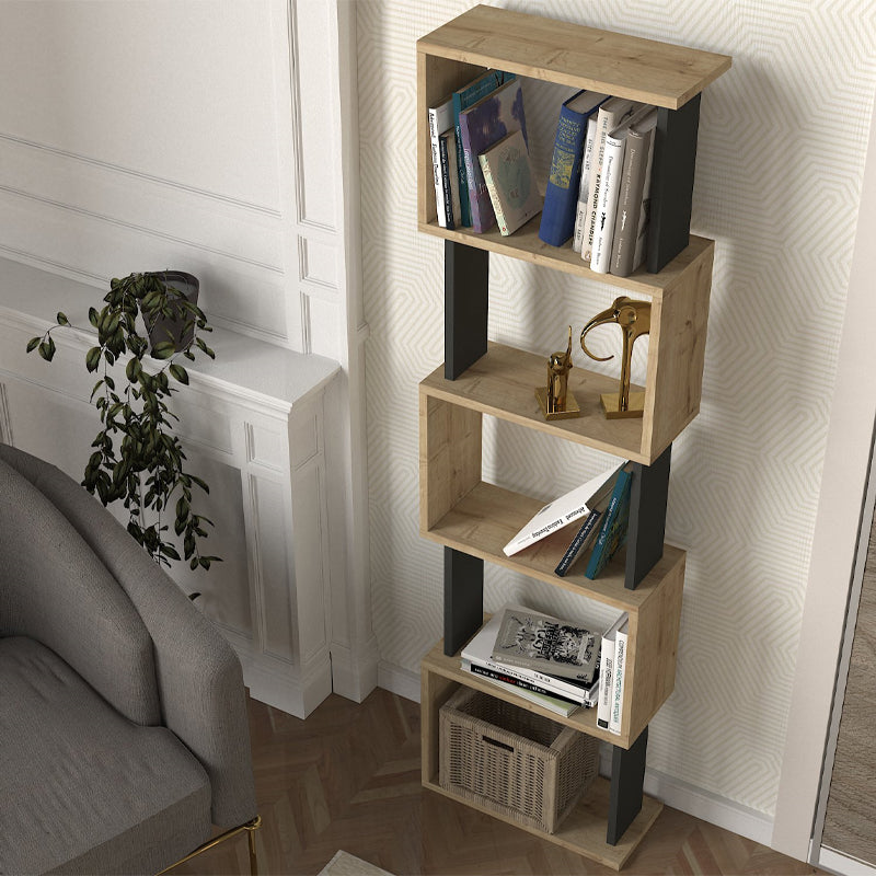 Βιβλιοθήκη Alvina  χρώμα sapphire oak - ανθρακί 45x19,6x158,8εκ. - Pakobazaar