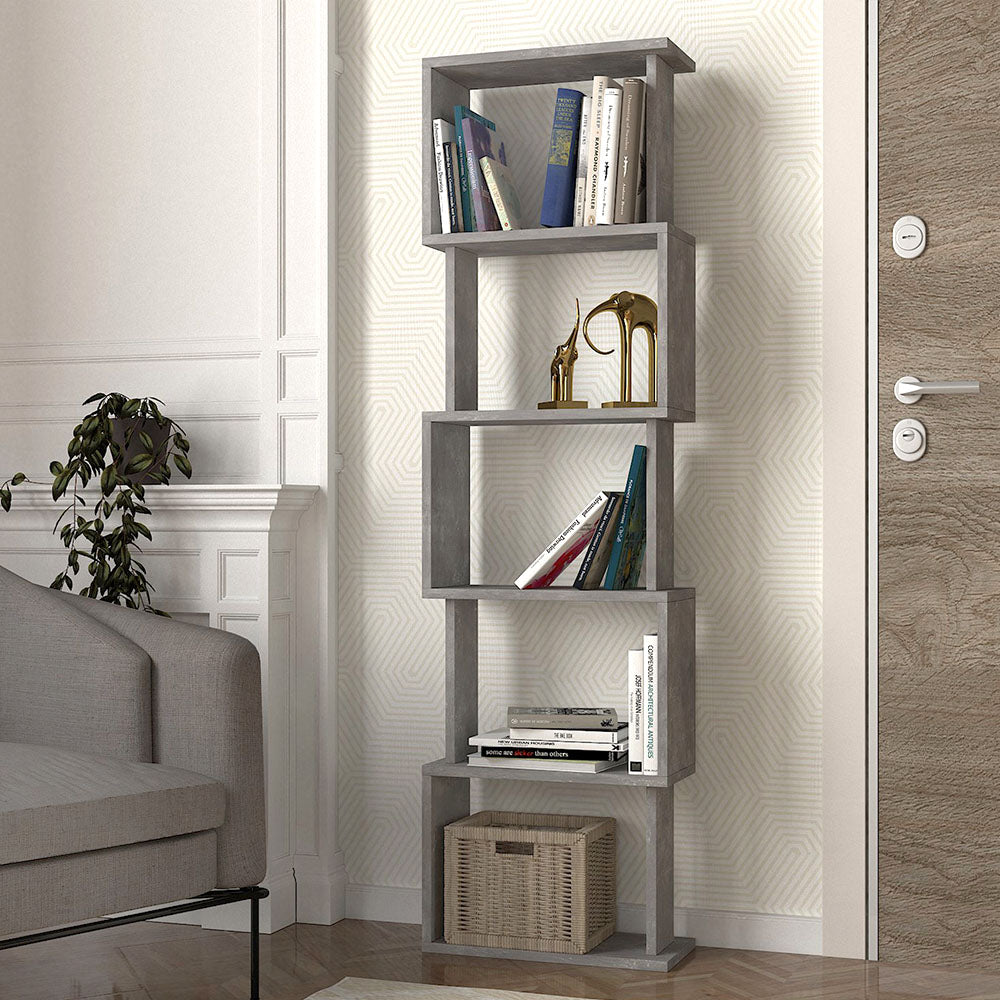 Βιβλιοθήκη Alvina  χρώμα γκρι σκυροδέματος 45x19,6x158,8εκ.