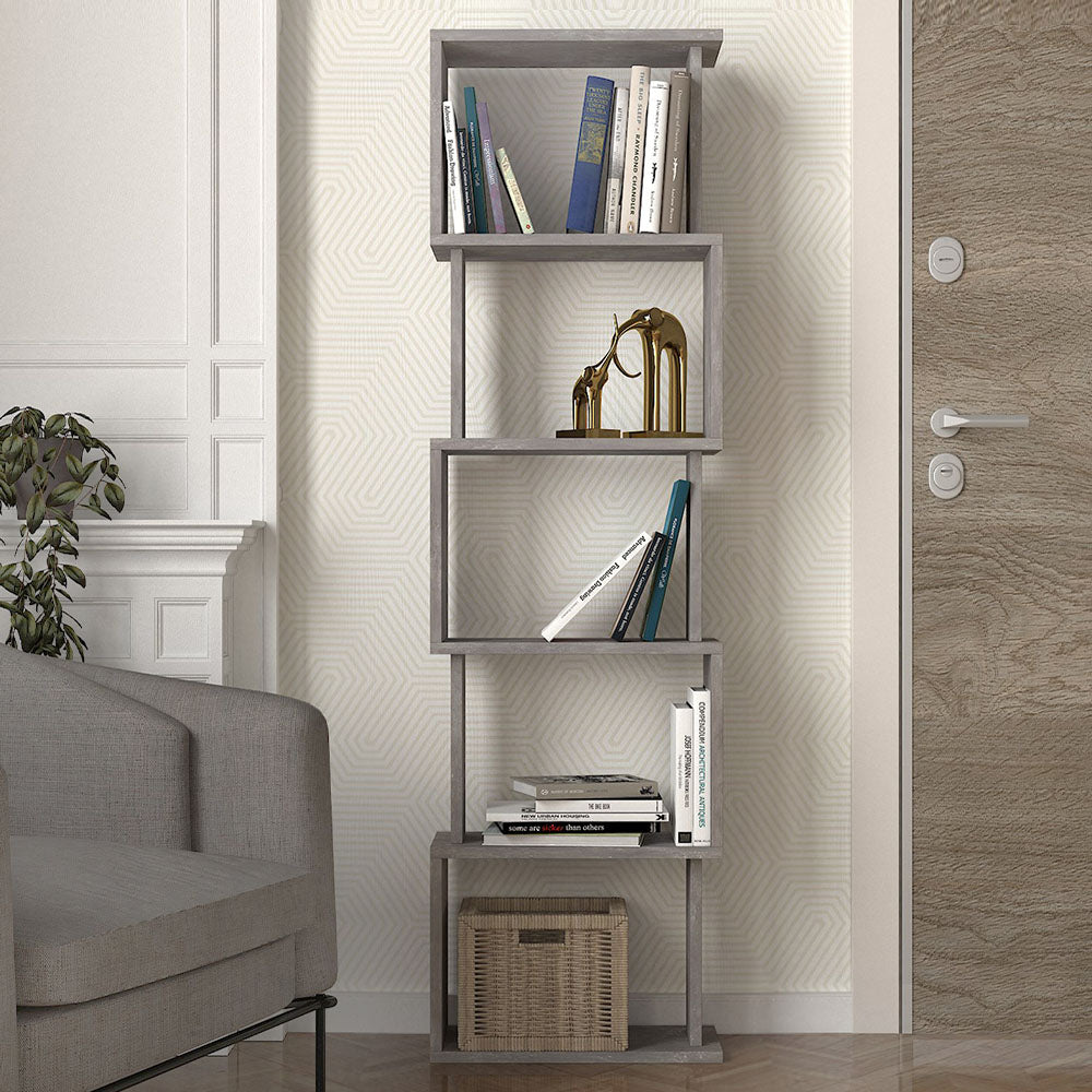 Βιβλιοθήκη Alvina  χρώμα γκρι σκυροδέματος 45x19,6x158,8εκ.
