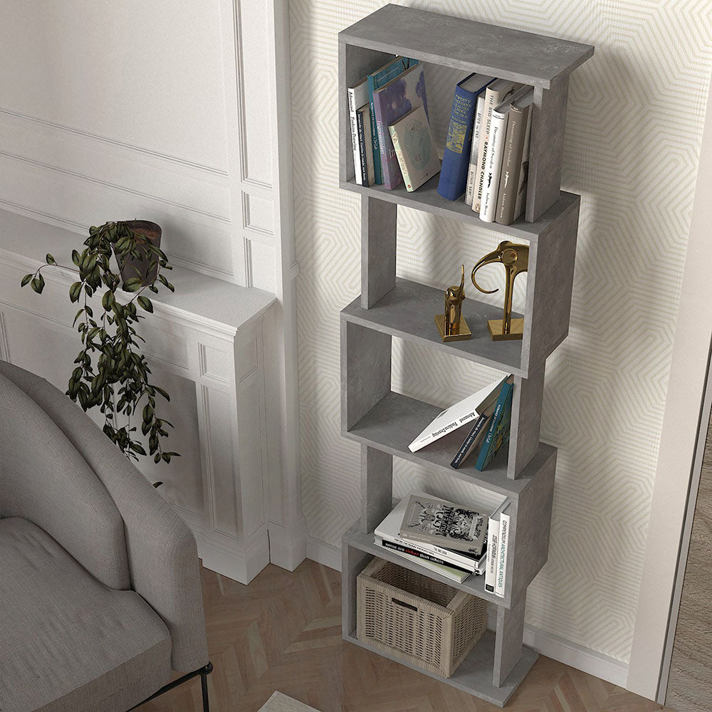 Βιβλιοθήκη Alvina  χρώμα γκρι σκυροδέματος 45x19,6x158,8εκ.