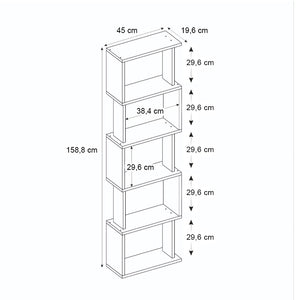 Βιβλιοθήκη Alvina  χρώμα γκρι σκυροδέματος 45x19,6x158,8εκ.