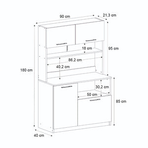 Έπιπλο κουζίνας Tuco 2  χρώμα λευκό 90x40x180εκ. - Pakobazaar