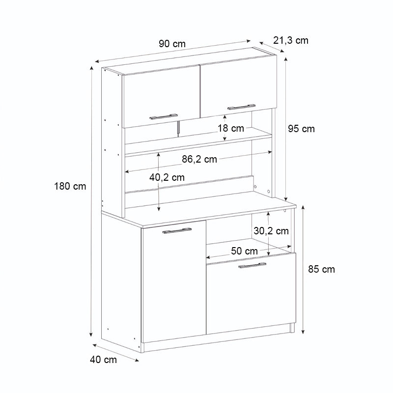 Έπιπλο κουζίνας Tuco 2  χρώμα sapphire oak 90x40x180εκ. - Pakobazaar