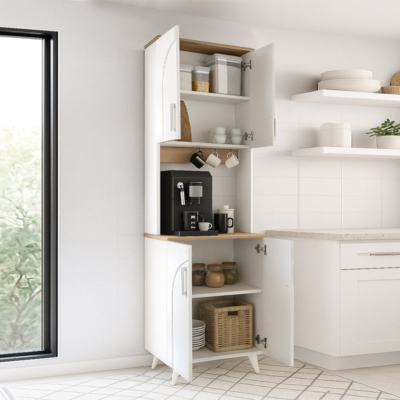 Έπιπλο κουζίνας Kalira 2  χρώμα λευκό - rota oak 60x40x196εκ.