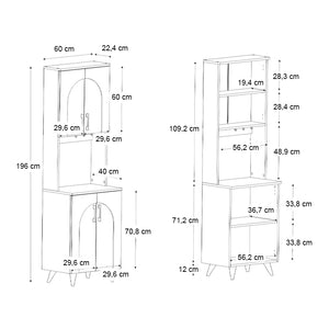 Έπιπλο κουζίνας Kalira 2  χρώμα λευκό - rota oak 60x40x196εκ.