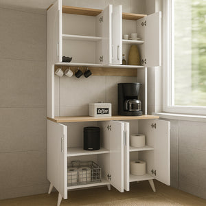 Έπιπλο κουζίνας Kalira 4  χρώμα λευκό - rota oak 120x40x196εκ. - Pakobazaar
