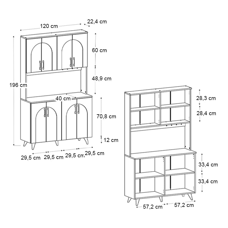 Έπιπλο κουζίνας Kalira 4  χρώμα λευκό - rota oak 120x40x196εκ. - Pakobazaar