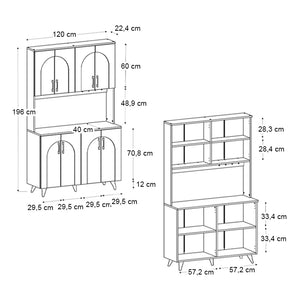 Έπιπλο κουζίνας Kalira 4  χρώμα λευκό - rota oak 120x40x196εκ. - Pakobazaar