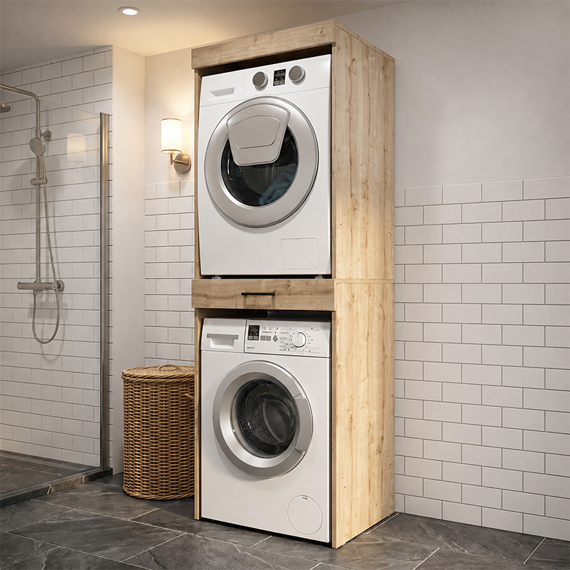 Έπιπλο πλυντηρίου - στεγνωτηρίου Fika  χρώμα sapphire oak 67x61,8x198,5εκ. - Pakobazaar