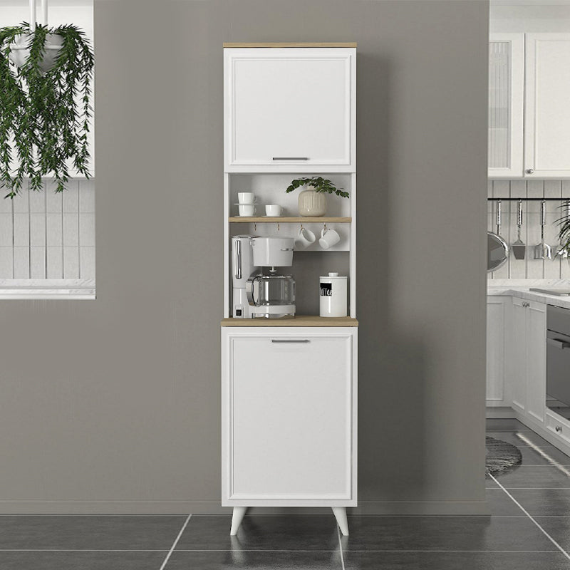 Έπιπλο κουζίνας Potter 1  χρώμα λευκό - rota oak 53,4x39,6x196,1εκ.